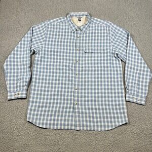 The North Face Mens XL Blue Gingham Plaid Long Sleeve Hiking Button Up Shirt